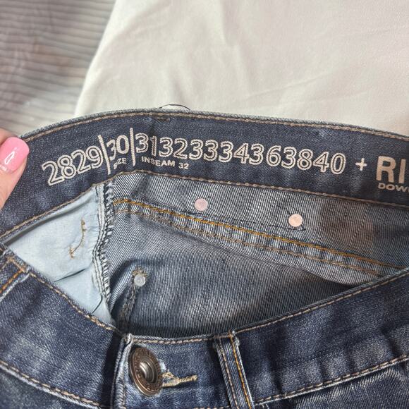 Ring of Fire Jeans Mens 30x32 Boot Cut Del Rey Dark Wash Distressed Denim - Picture 5 of 13